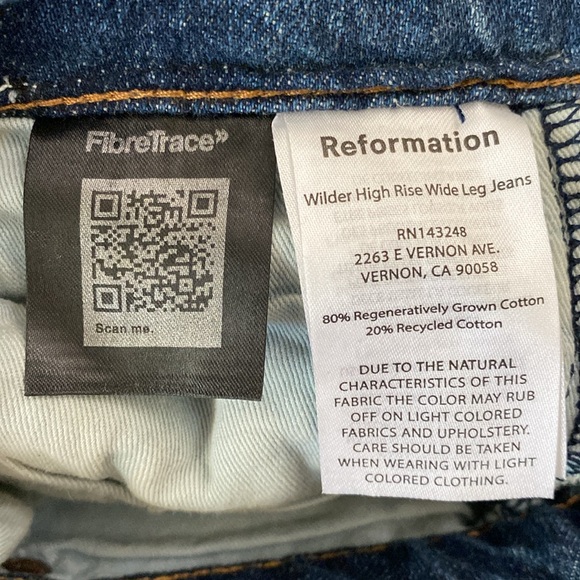 Reformation Wilder High Rise Wide Leg Jeans Womens 26 Donner Wash Blue Cotton - Picture 5 of 14